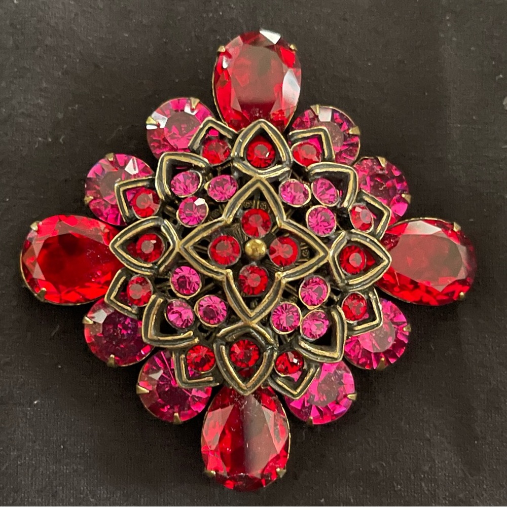 Vintage Rj Graziano Ruby Red Raspberry Rhinestone… - image 3